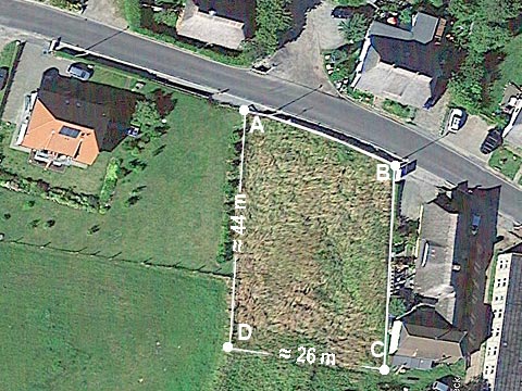 Photo satellite de cette parcelle de terrain proposée à l'achat à Hagen près de Sassnitz dans le parc national de Jasmund
